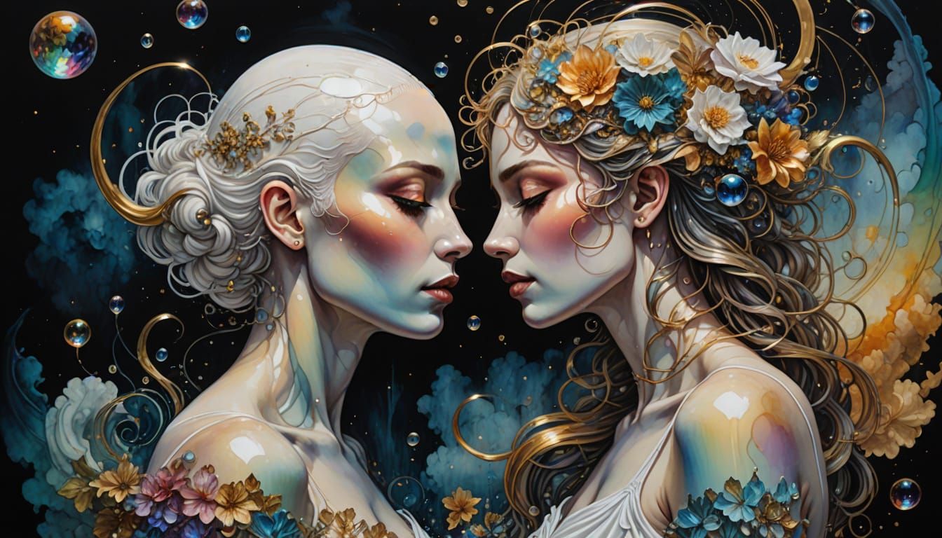 Hyper-Realistic Embrace in Ink and Oils