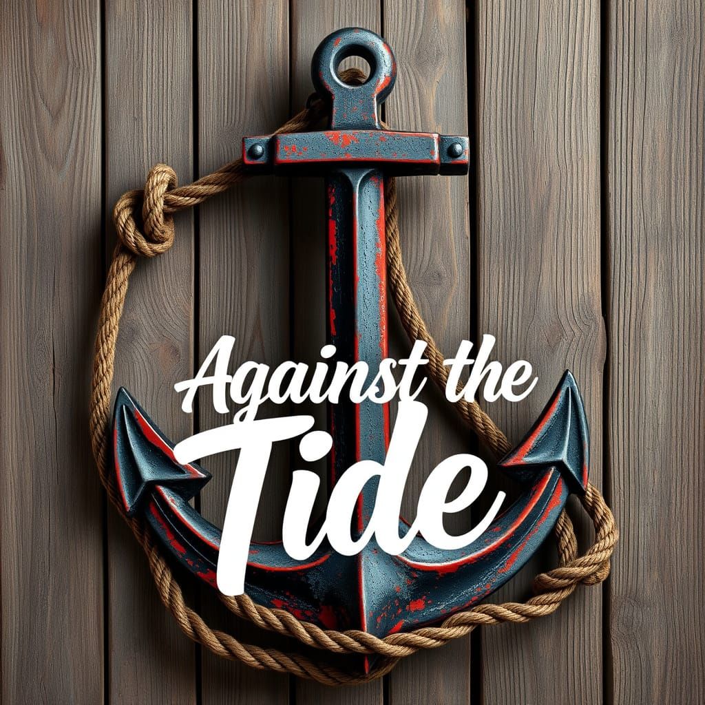 Weathered Nautical Anchor in Vintage Digital Art Style