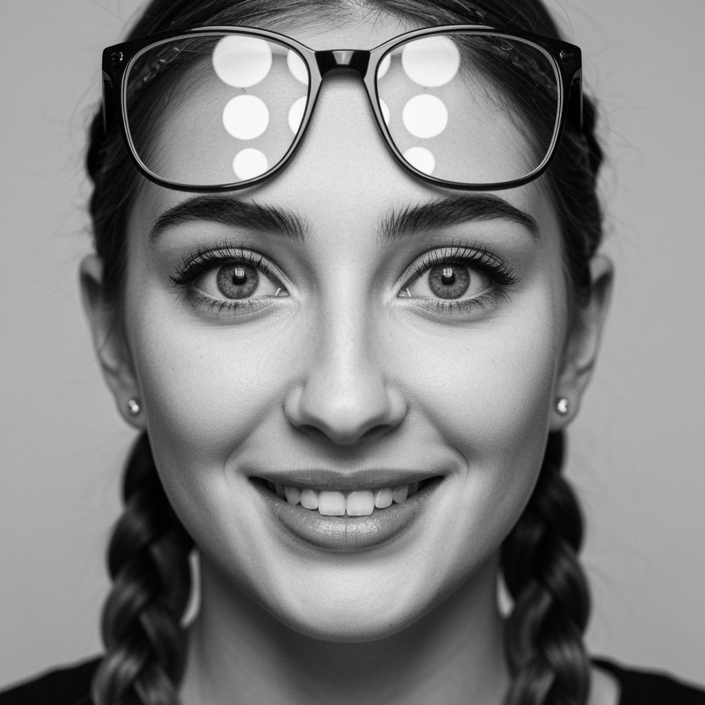 Photorealistic Black and White Portrait of a Smiling Woman