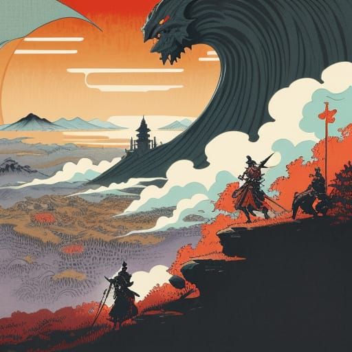 Ukiyo-e style The Lord of the Rings: The War of the Rohirrim...