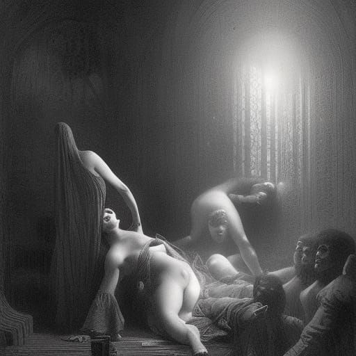 Passionate Embrace in Gothic Horror Style