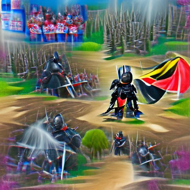 Victorious Black Knight on Battlefield