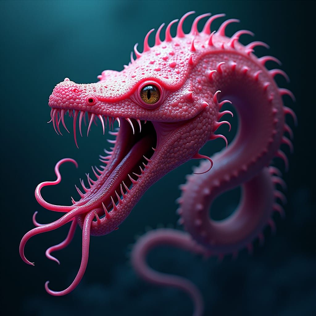 Otherworldly Carnivorous Plant in Neon Swamp