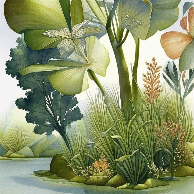Whimsical Botanical Watercolor Illustration in Dutch Style