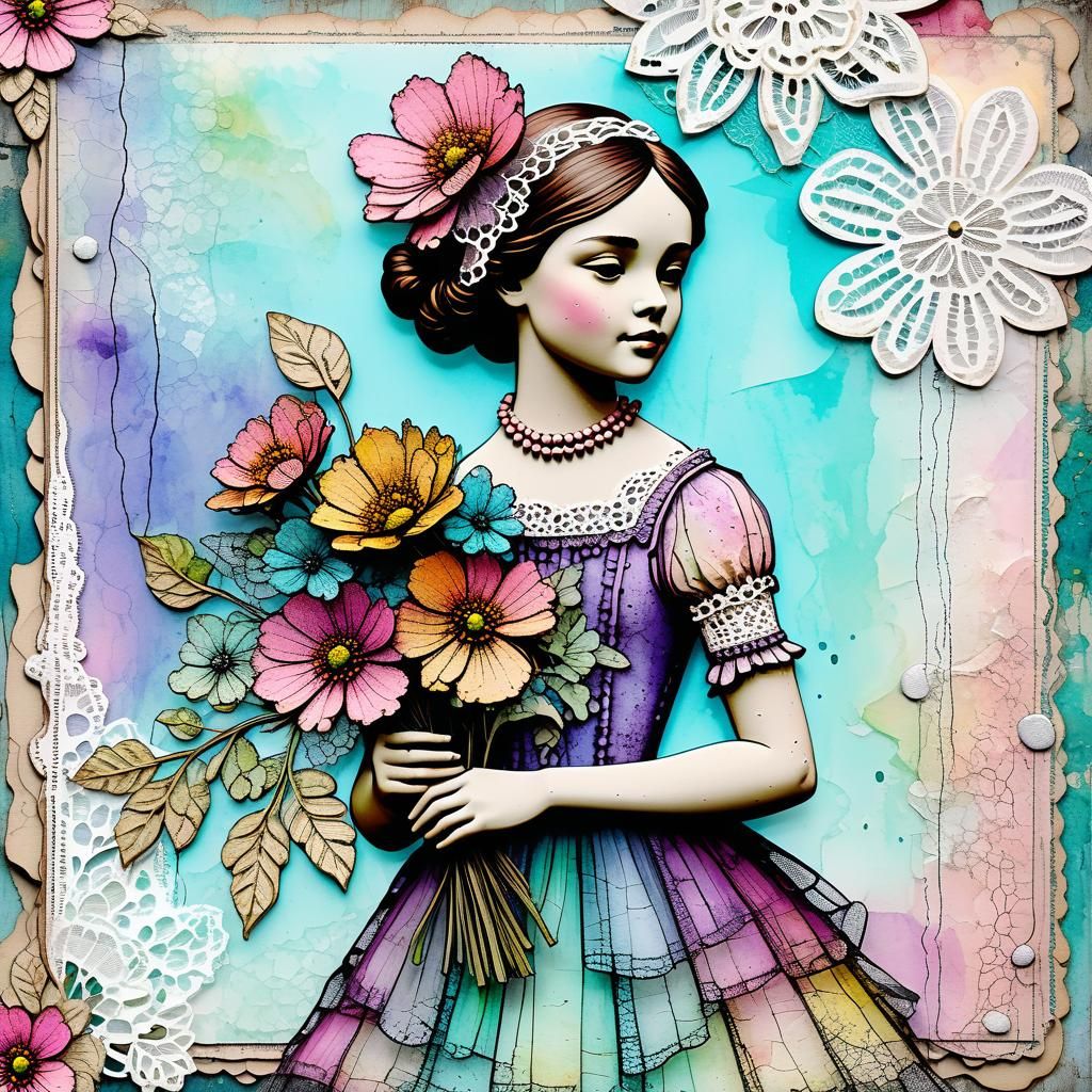 Digital Scrapbook Page with Layers and Grunge Textures