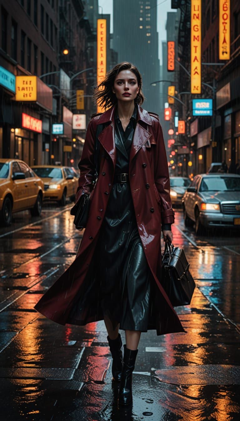Urban Sophisticate in Crimson Coat