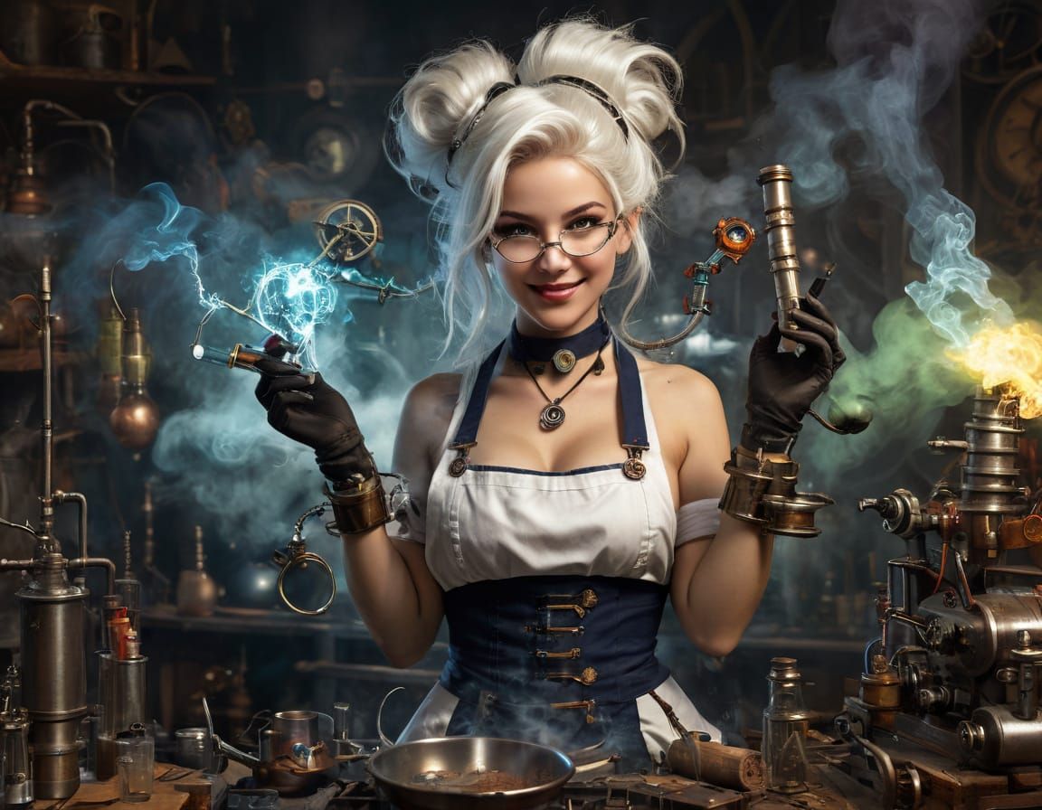 Steampunk Mad Scientist in a Stunning Pose