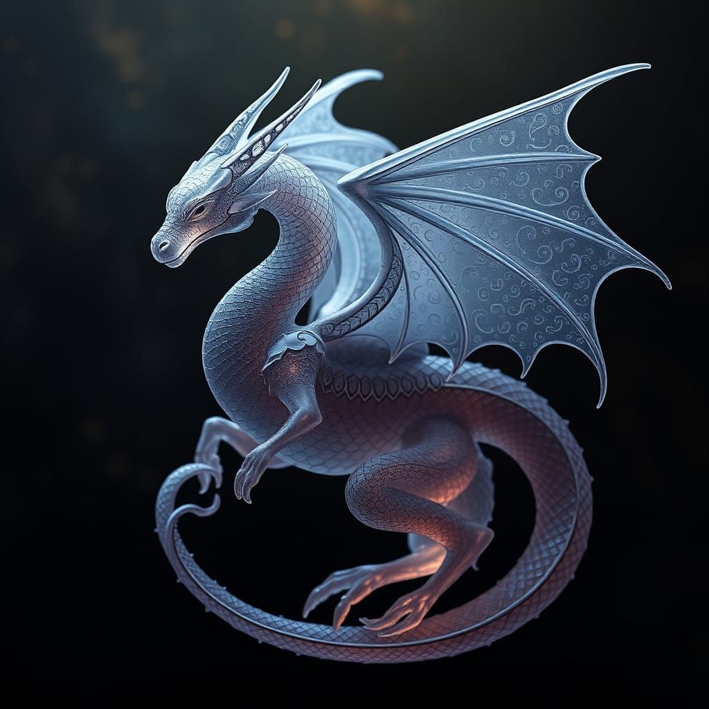 Art Nouveau Glass Dragon Sculpture in Lalique Style