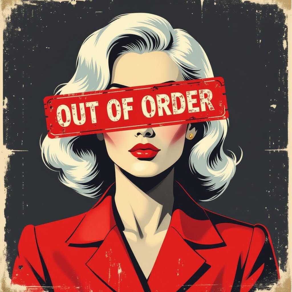 Soviet Propaganda Poster: Faceless Woman in Red