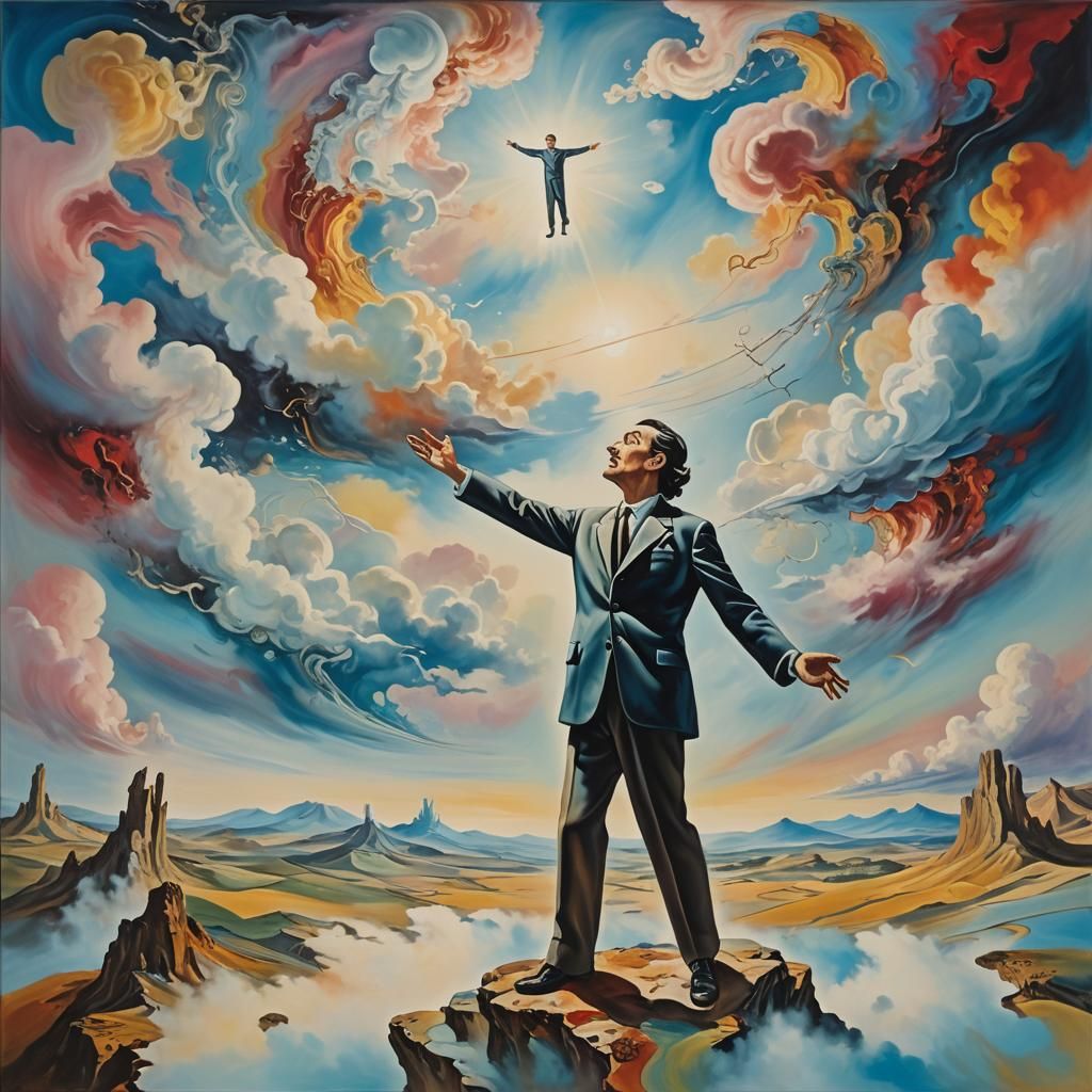 Dreamlike Figure in Surreal Expressionist Landscape