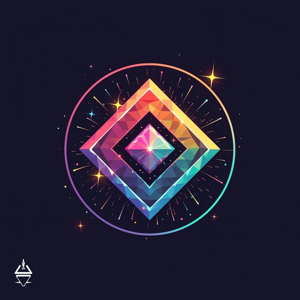 Sleek Diamond Logo in Triadic Colors, Inspired by Bauhaus an...