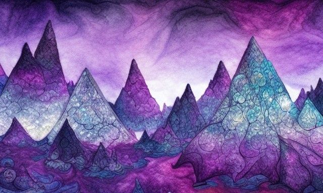 Fantasy Landscape with Fractal Ice Waterfalls Painting