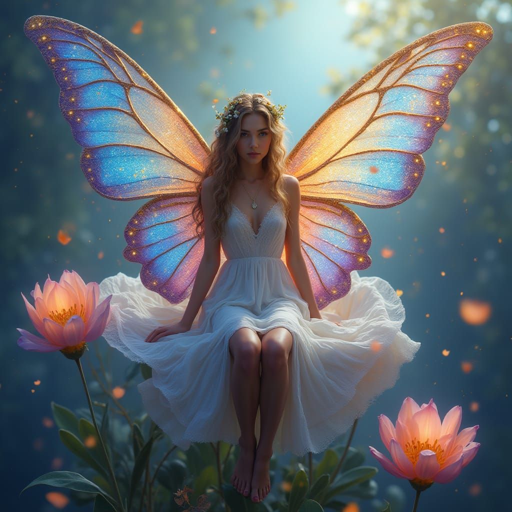 Ethereal Fairy in Whimsical Floral Realm