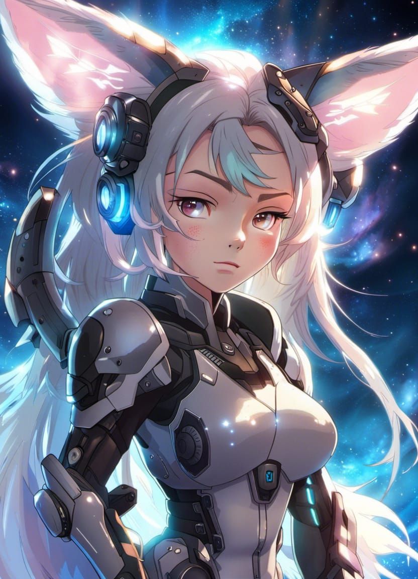 Kitten Mecha Exosuit in Fantasy Anime Style