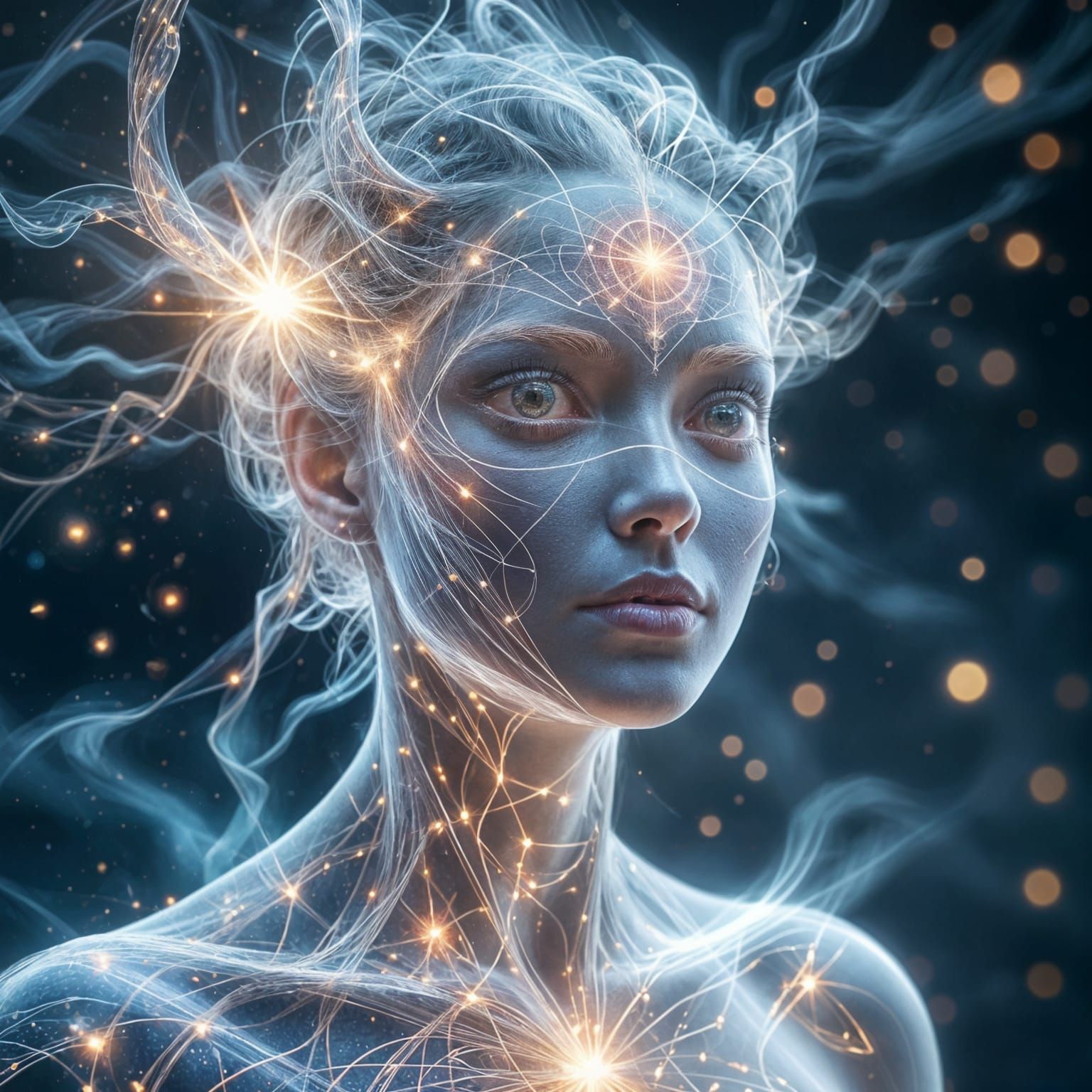 Ethereal Healer Composed of Cosmic Elements