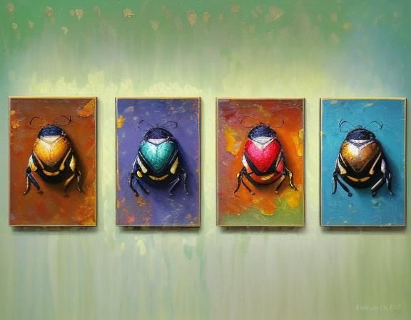 High Society Beetles in Expressionist Oil Painting