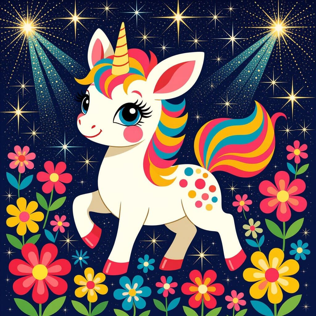 Vibrant Animal Dancing in Floral Disco, Surrealist Style