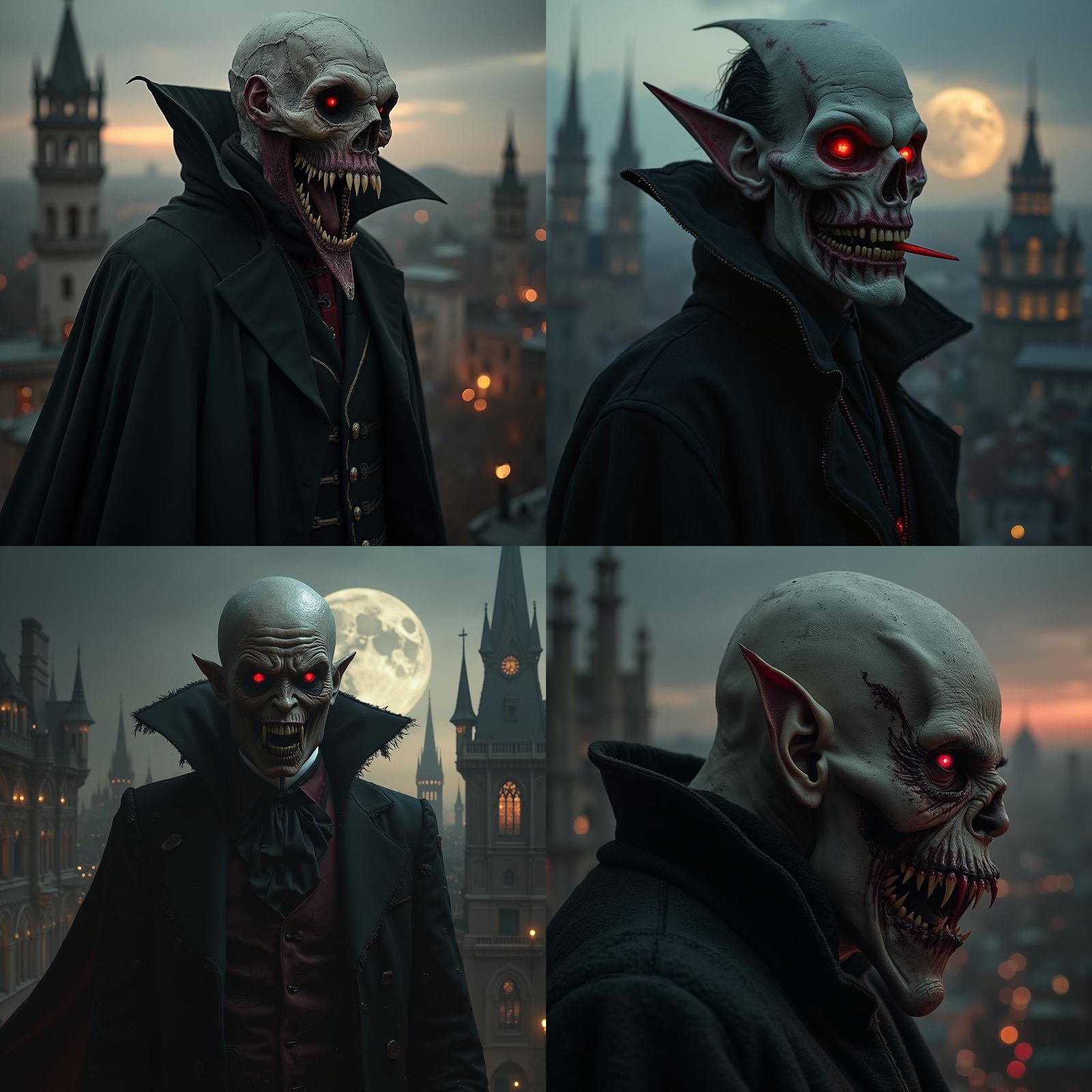 Horror Vampire in Shadowy Baroque Cityscape