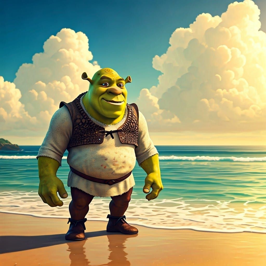 Shrek Minion Mashup on Tropical Beach in 8K