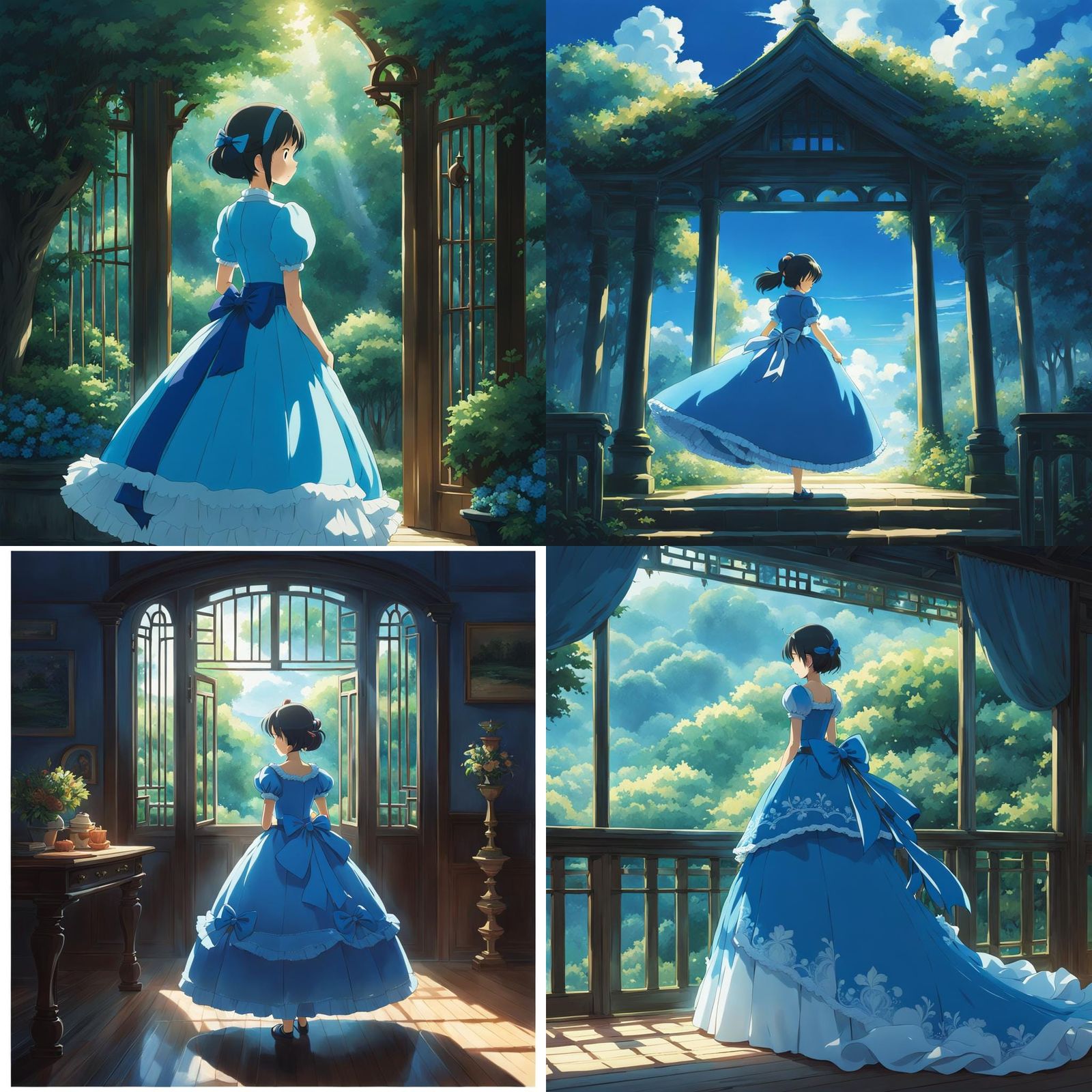 Blue Princess Dress: Studio Ghibli Anime Visual
