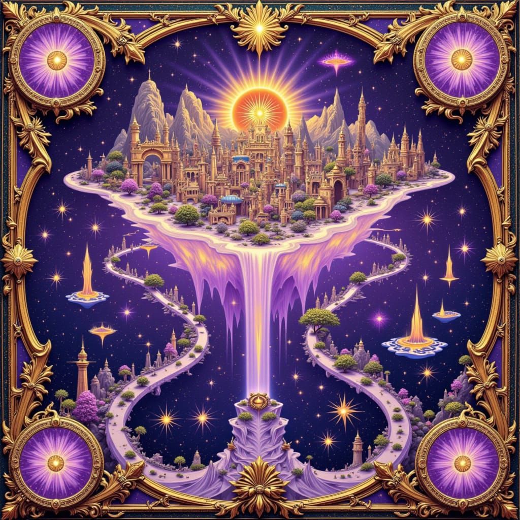 Baroque Map of Purple Lands in Alcohol Ink