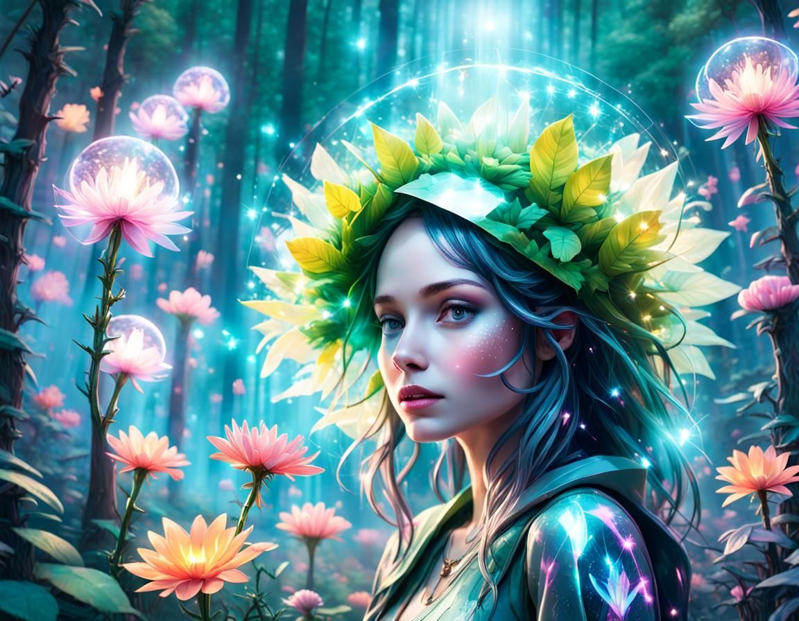 dryad and flowers