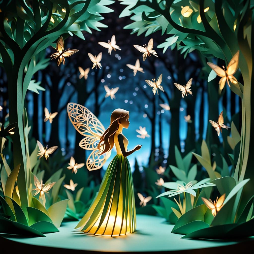 Kirigami Anna Kendrick in Enchanted Forest Scene