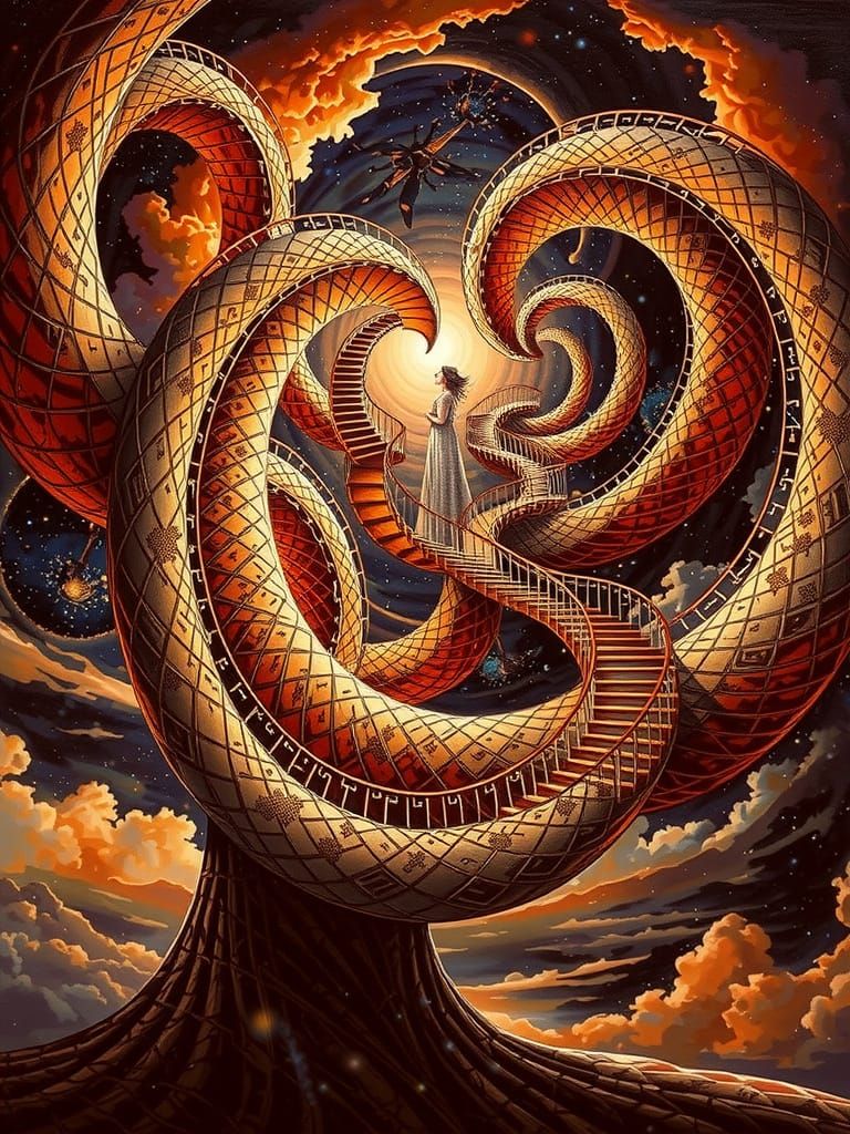 Enigmatic Woman Stands at the Center of a Mind-Bending Labyr...