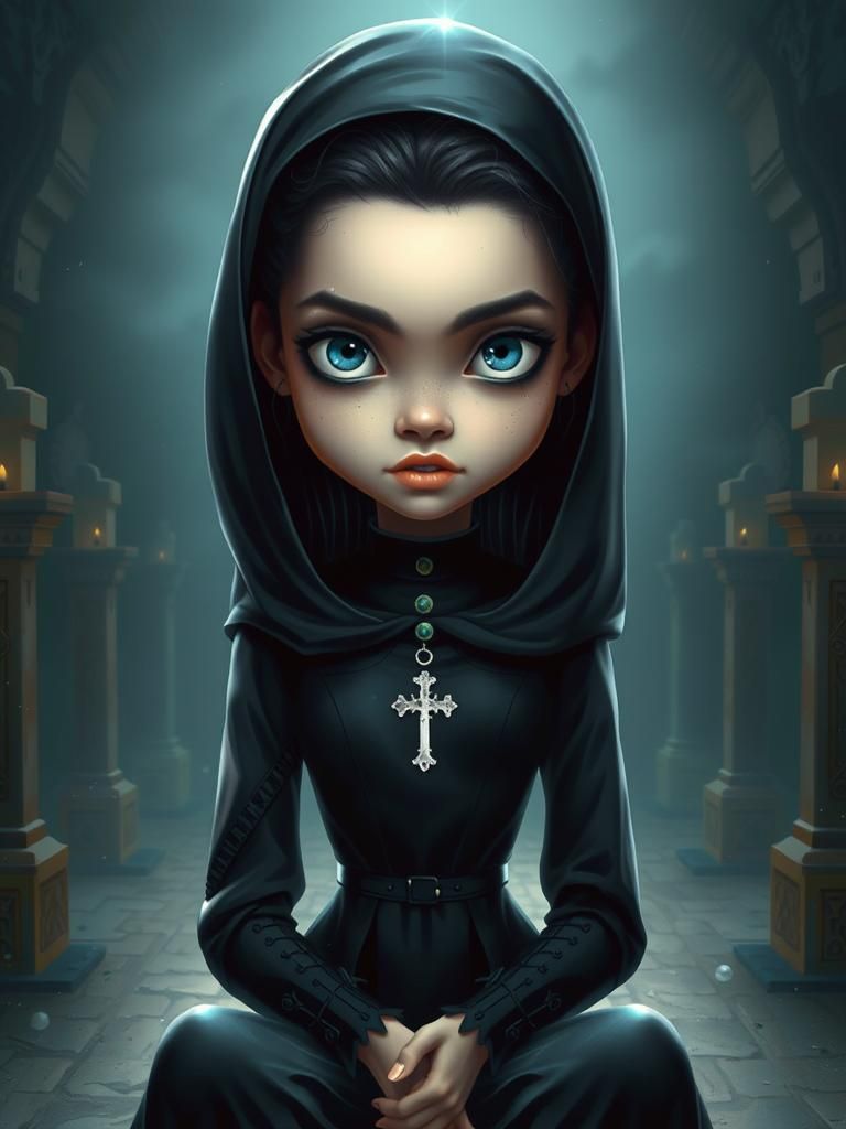 Nun Portrait in Art Nouveau Style, 8k Resolution