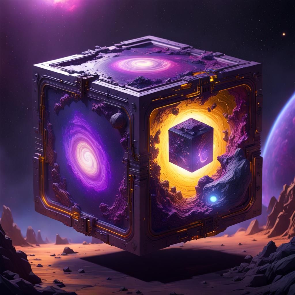 Artificial Cube Planet in Vivid Galaxy