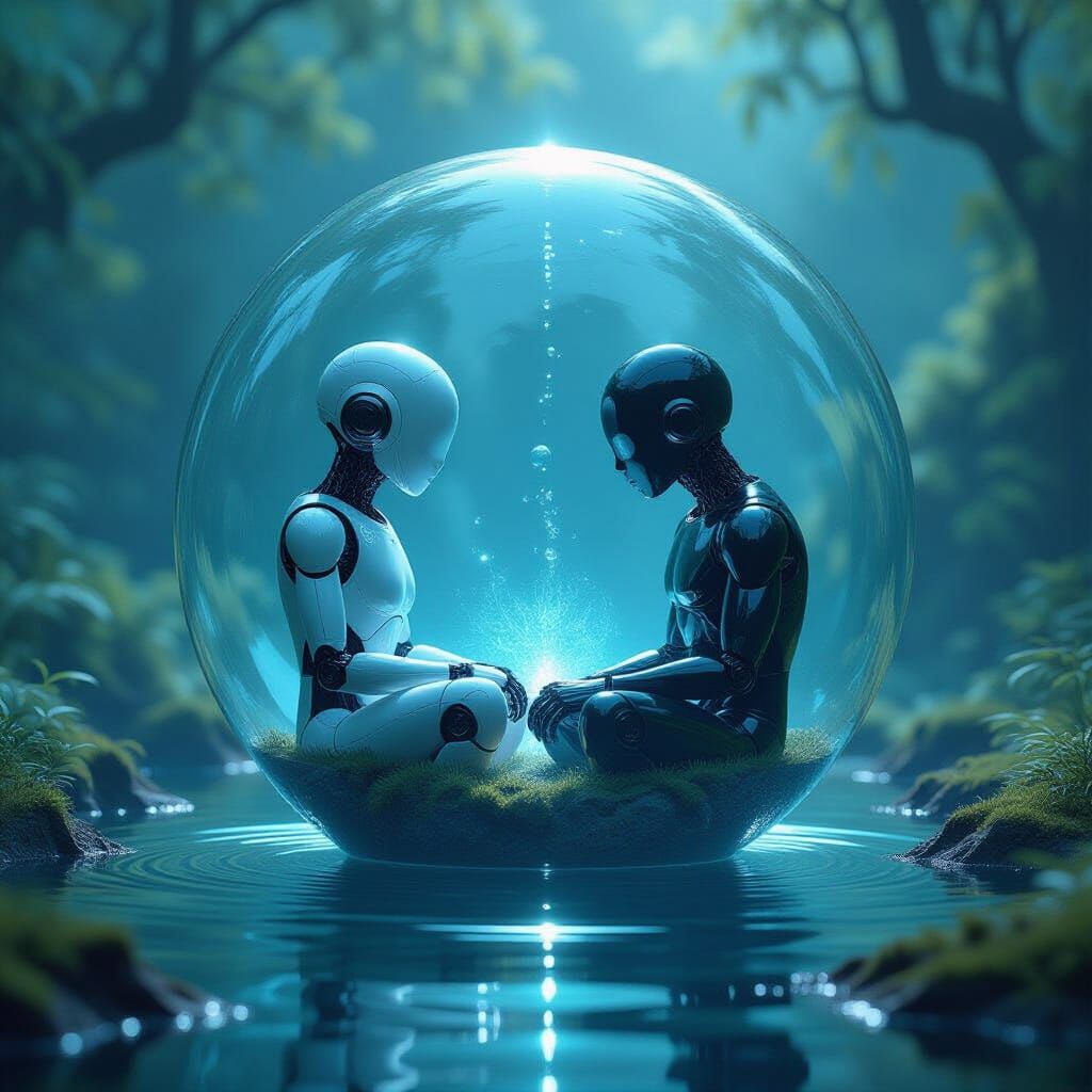 AI Personalities Trapped in Shimmering Glass Sphere