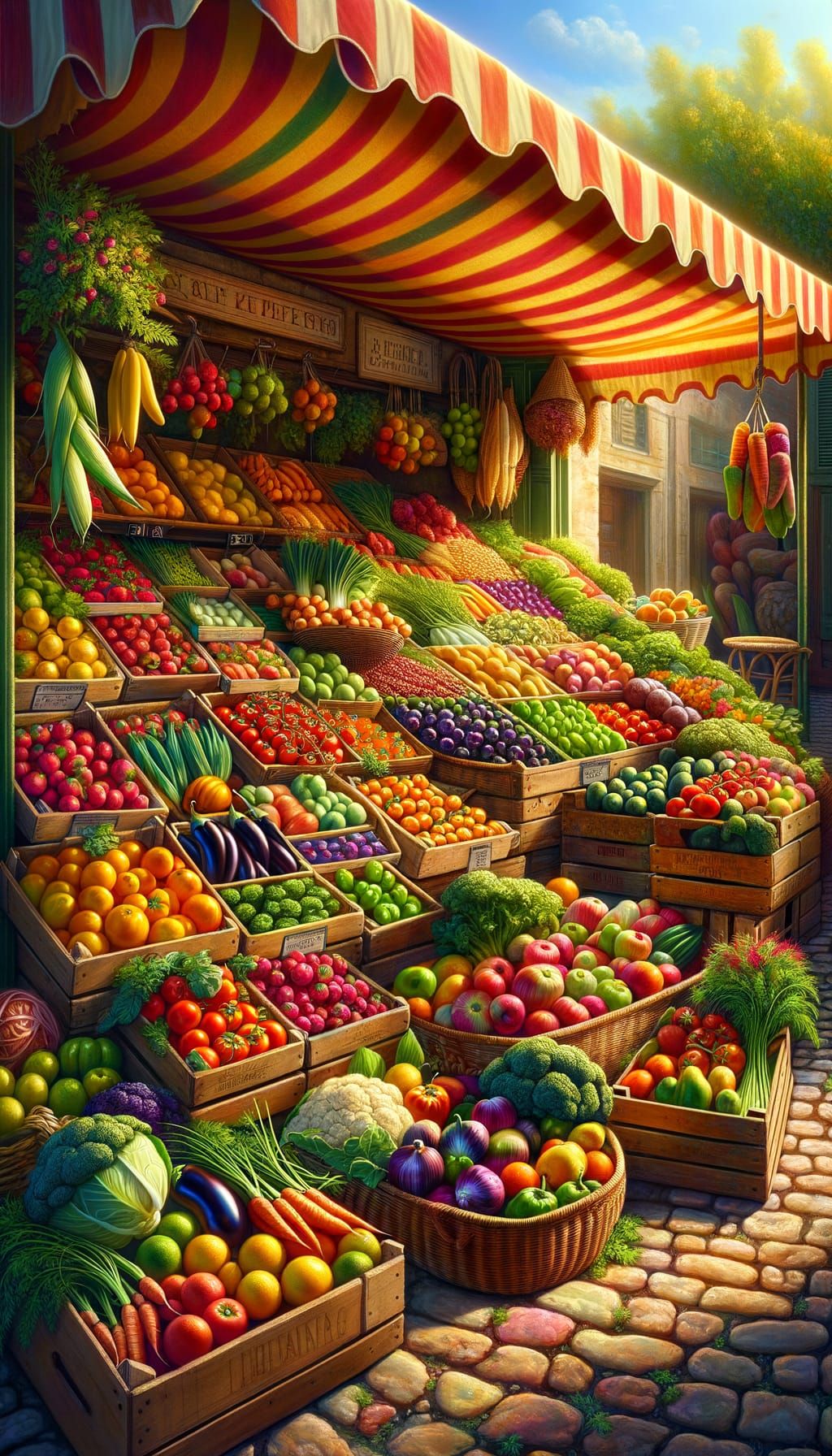 Vibrant Market Stall with Fresh Produce