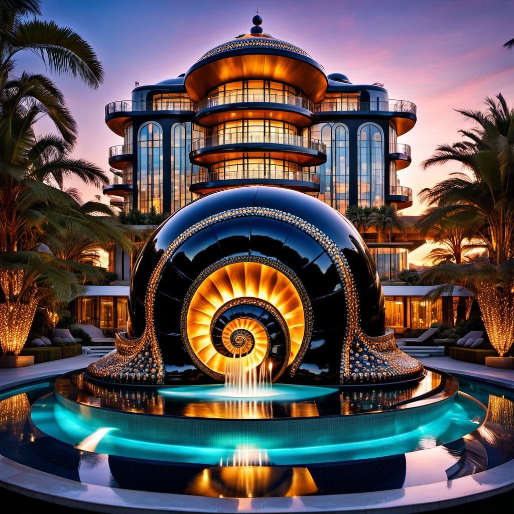 Luxurious Art Deco Sea Snail Hotel at Midday