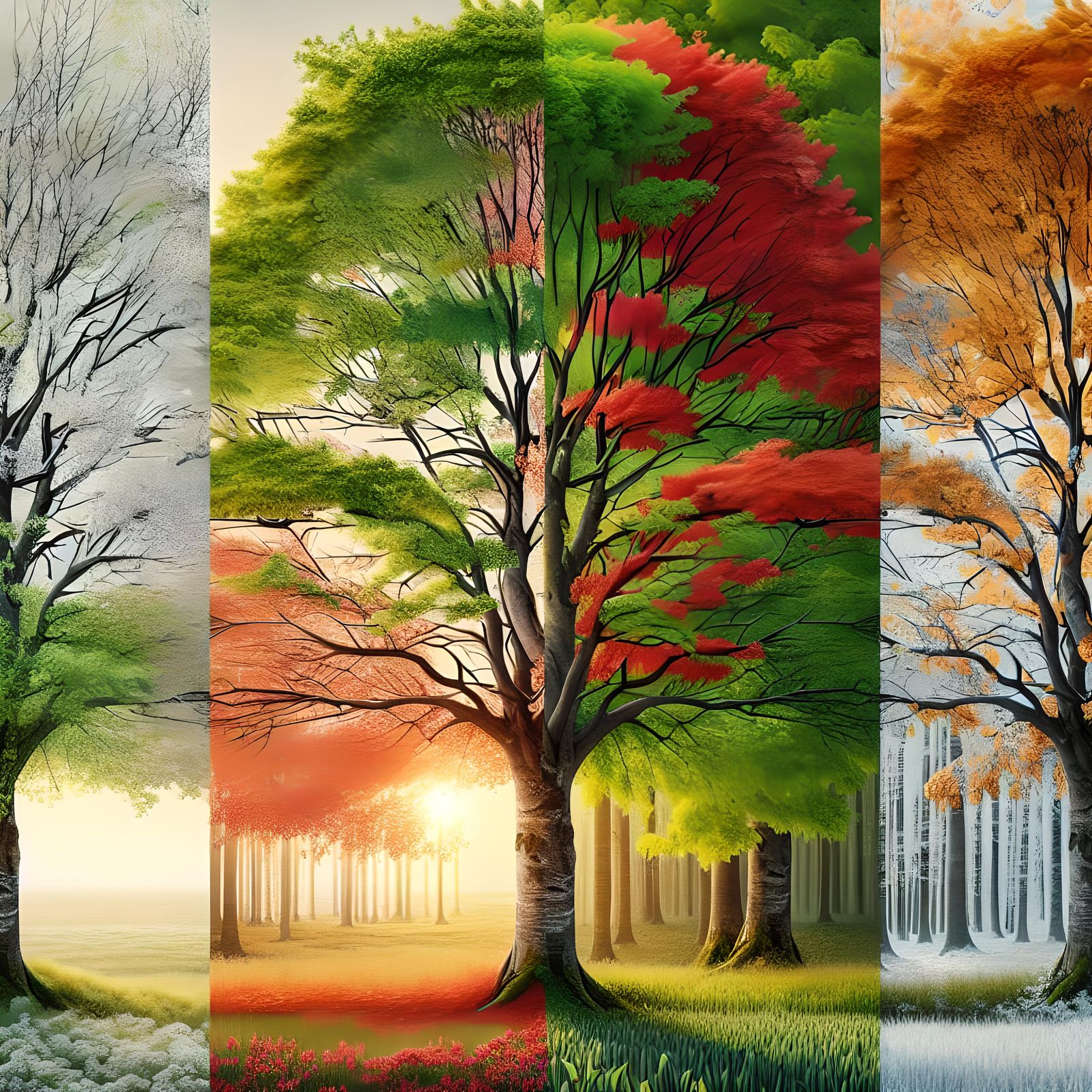 Tree Through Four Seasons in Ultra-High Definition