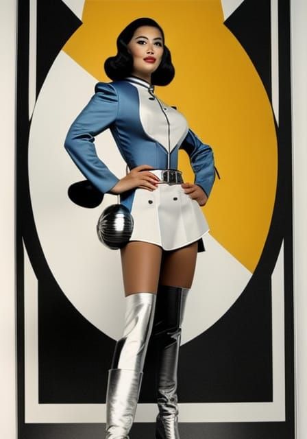 Retro Sci-Fi Pinup Girl on the Moon