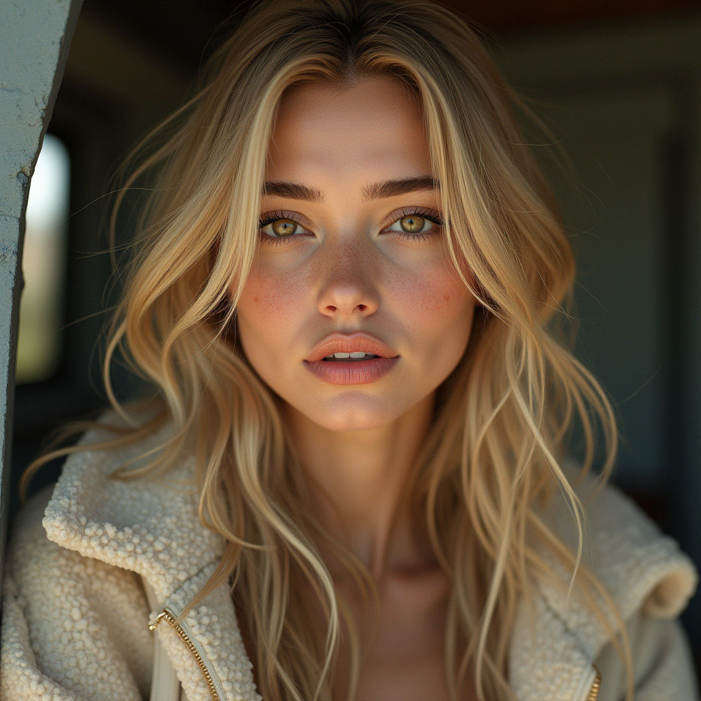 Vogue Cover: Blonde Model with Hazel Eyes