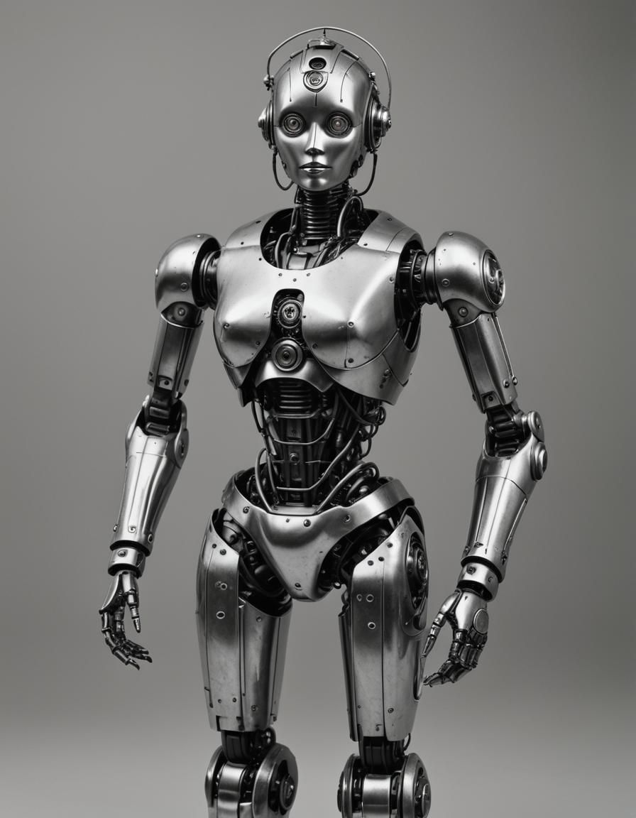 1920s Steel and Ebony Female Robot Photograph