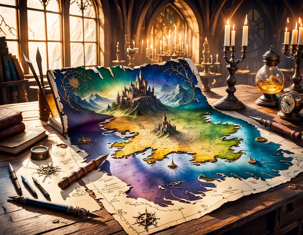 Magical Map to Narnia on Wizard's Desk