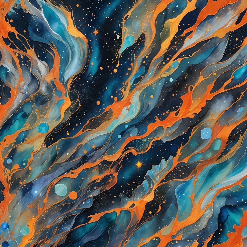 Abstract Expressionist Farfadet in Alaskan Aurora