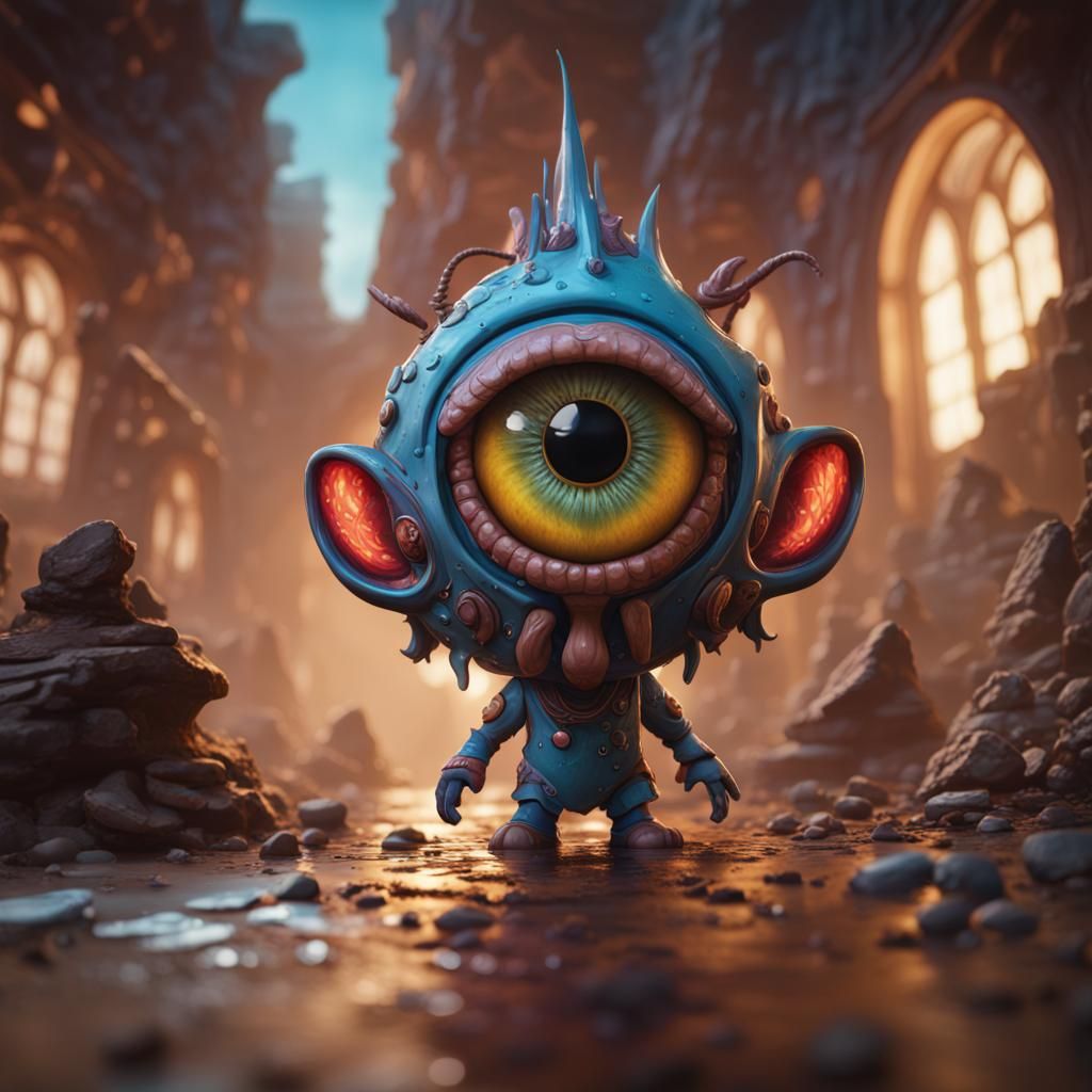 Detailed Matte Painting of Bobblehead Figure