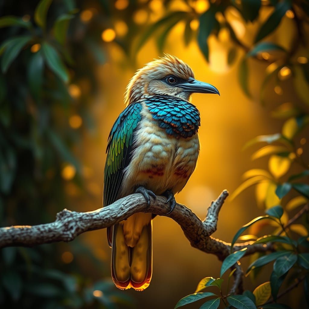 Majestic Bird Perched in Lush Greenery