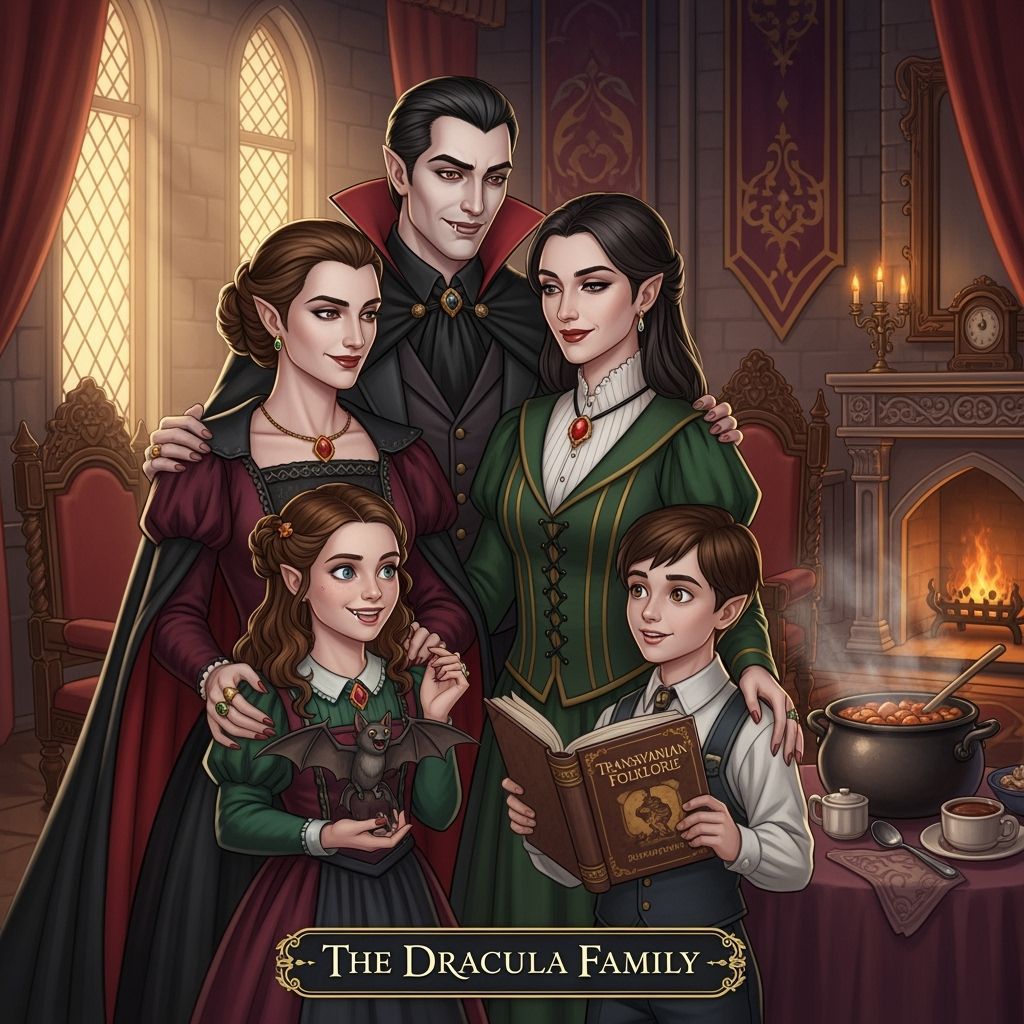 Dracula Family Portrait in Warm Transylvanian Castle