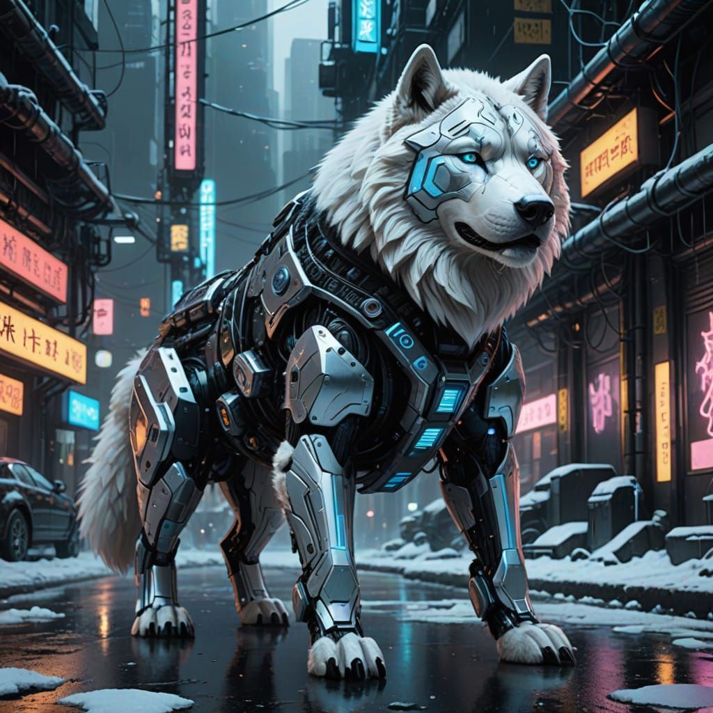 Futuristic Alaskan Malamute Robot