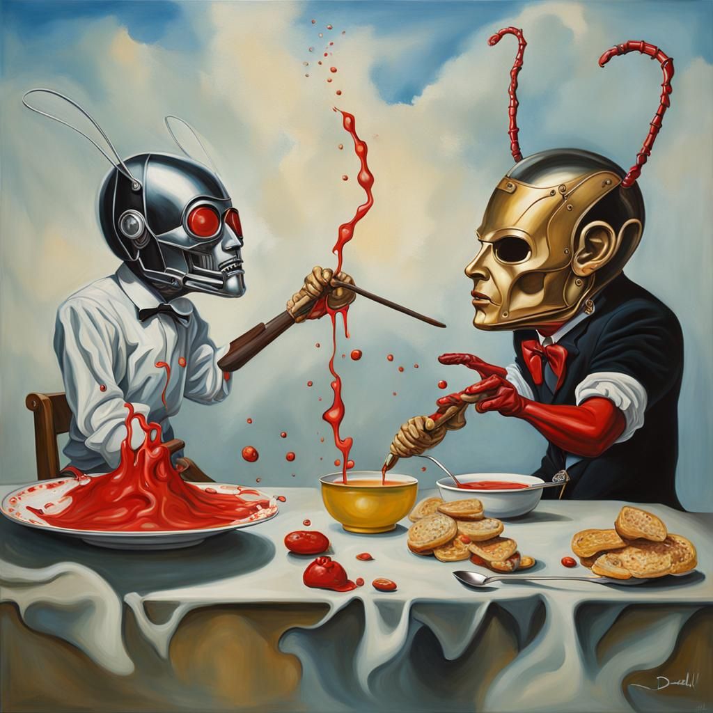 Michael Jackson vs Ant-Man: Surreal Oil Painting