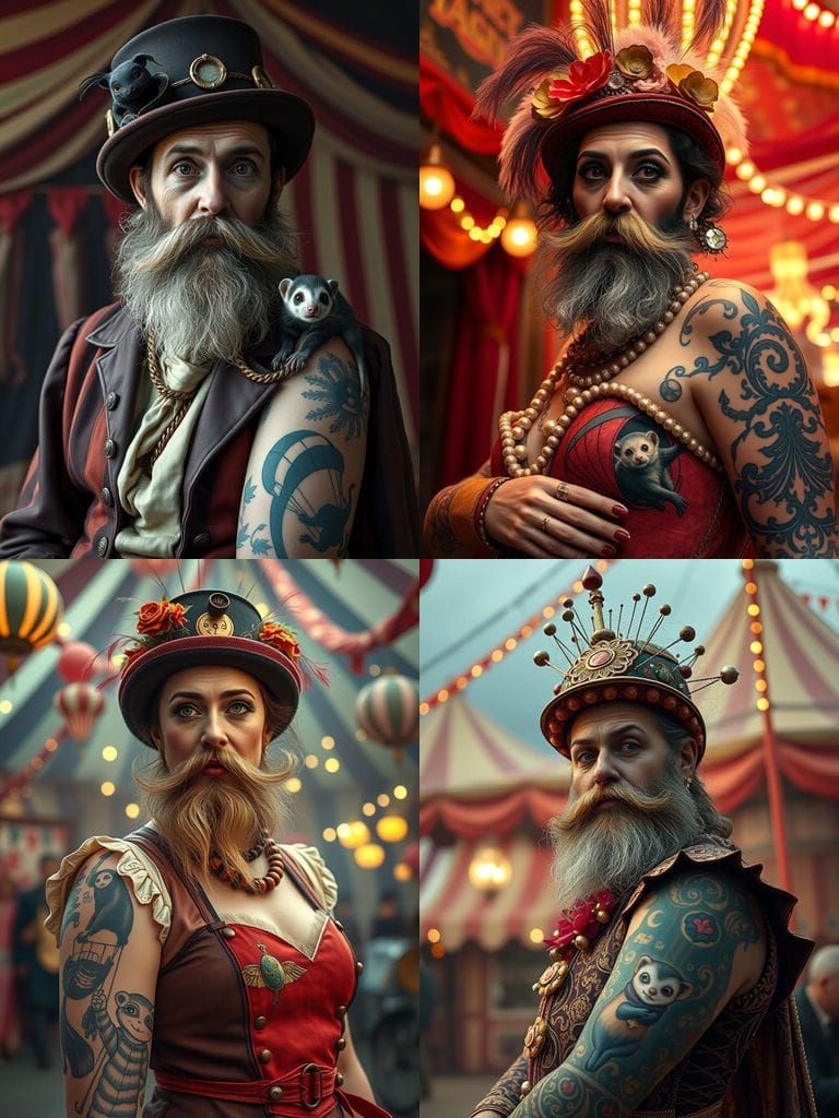 Bearded Lady's Ferret Tattoo at 1920s Freak Show