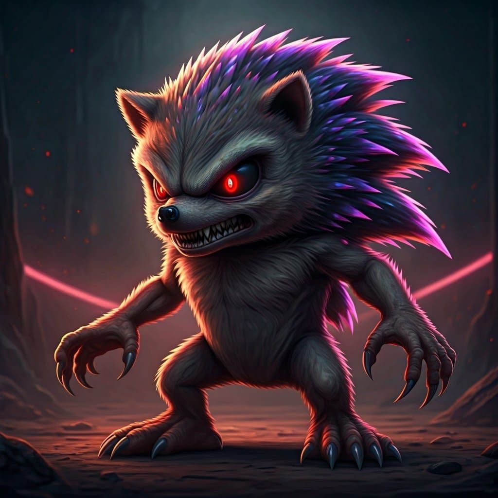 Cyberpunk Hedgehog in Futuristic Wasteland