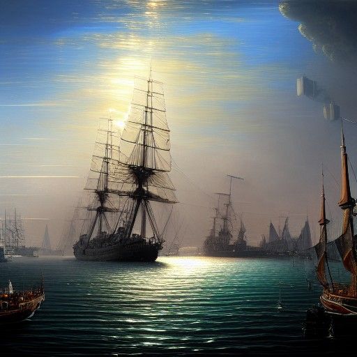 War Ship on the Bosphorus in Cyberpunk Style