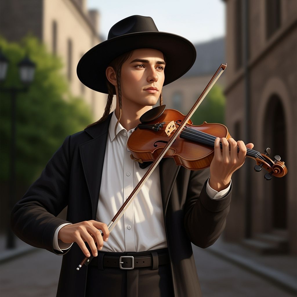Serene Portrait of a Young Violinist in Warm Light
