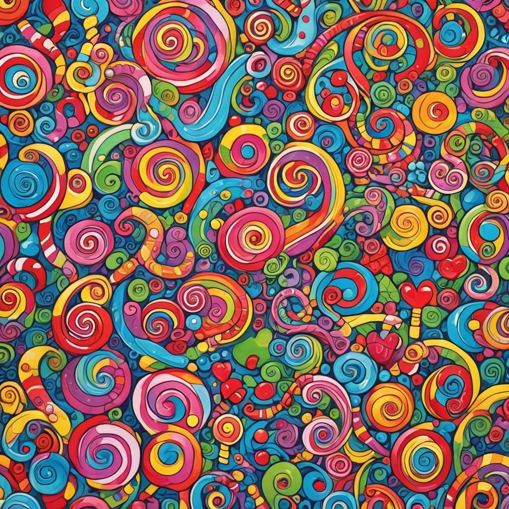 Vibrant Candyland Key Gouache Painting