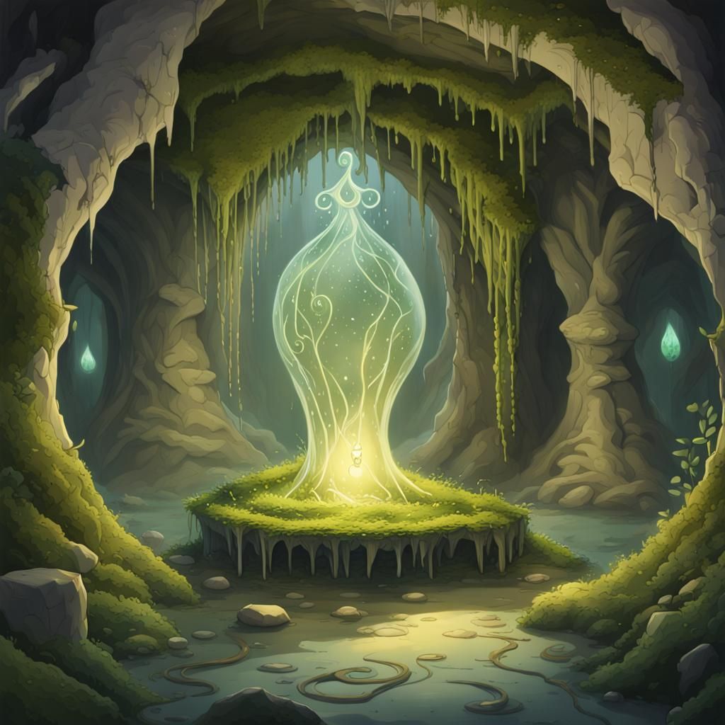 Mystical Cavern Cover Art in Whimsical Aesthetic
